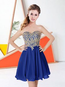 Chic Knee Length A-line Sleeveless Royal Blue Prom Dresses Zipper