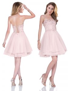 Admirable Organza Sleeveless Mini Length Prom Evening Gown and Beading