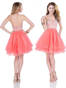 Strapless Sleeveless Organza Prom Evening Gown Beading and Lace Zipper