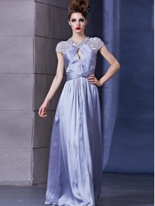 High End Column/Sheath Prom Dress Lavender Halter Top Chiffon Sleeveless Floor Length Zipper