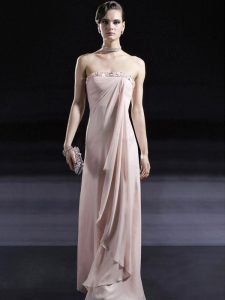Edgy Floor Length Column/Sheath Sleeveless Baby Pink Prom Dresses Zipper