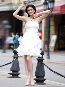 Sexy Sleeveless Zipper Knee Length Beading Prom Dresses