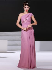 One Shoulder Sleeveless Ruching Criss Cross Prom Dresses with Lilac