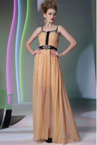 Peach Prom Gown Prom and Party and For with Appliques Square Sleeveless Zipper