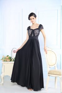 Stylish Floor Length Zipper Prom Evening Gown Black for Prom with Beading
