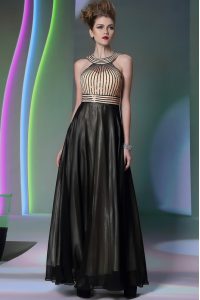 Halter Top Beading Prom Evening Gown Black Side Zipper Sleeveless Floor Length