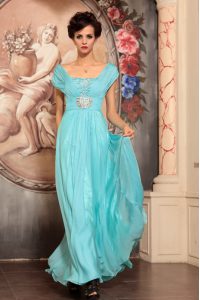 Off the Shoulder Cap Sleeves Beading Side Zipper Prom Dresses
