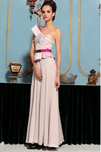 Pink Sleeveless Organza Side Zipper Prom Party Dress for Prom and Party