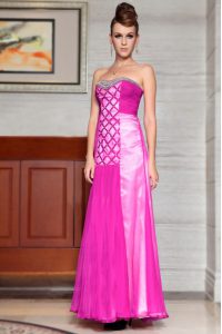 Chiffon Sleeveless Ankle Length Prom Gown and Beading and Ruching