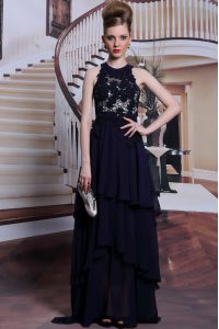 Scoop Sleeveless Lace Up Floor Length Beading and Lace