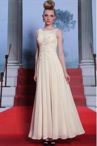 Scoop Chiffon Sleeveless Floor Length and Beading and Appliques