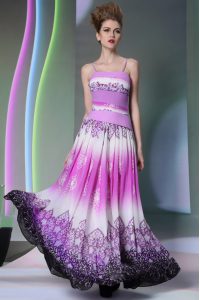 Multi-color Chiffon Side Zipper Spaghetti Straps Sleeveless Floor Length Prom Party Dress Ruching