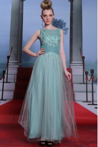 Gorgeous Sleeveless Side Zipper Floor Length Beading and Appliques and Ruching Evening Dress