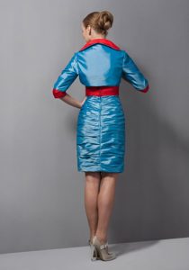 Teal Column Sweetheart Mother Dresses with Ruches in Taffeta with Mini-length