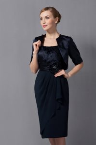 Iconic Column Strapless Mothers Dresses for Weddings in Chiffon in Black