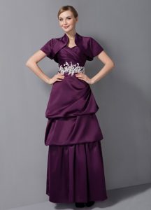 Important Dark Purple Sweetheart Mothers Dresses with Appliqued Sash