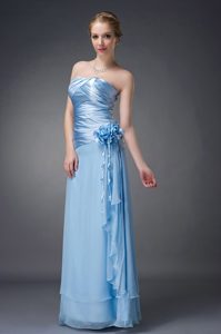Dashing Baby Blue Strapless Mother of the Bride Dress with Flower 2015