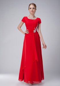 Nice Red Empire Scoop Ankle-length Chiffon Mother of the Groom Dress