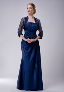 Righteous Navy Blue Taffeta Strapless Mother in Law Dress with Appliques
