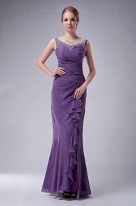 Delish Purple Column Chiffon Beading Mothers Bride Dresses with Straps