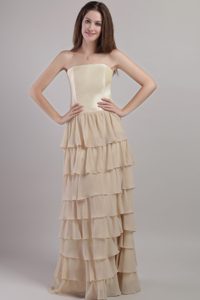 Extravagant Champagne Empire Strapless Mother in Law Dress with Layers