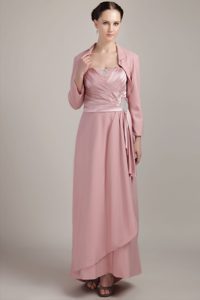 Exquisite Pink Mothers Dresses for Weddings with Wide Straps with Ruche