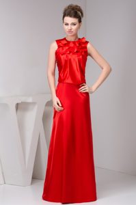 Best Layered High-Neck Long Mothers Dress for Weddings in Red