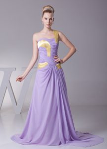 High Quality Lavender One Shoulder Ruched Mothers Dress for Weddings