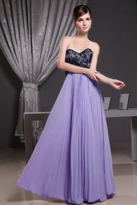 Sweetheart Lace and Chiffon Prom Party Dress with Pleats in Purple and Black