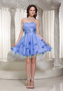 Inexpensive Sweetheart Beading Prom Dress with Handmade Flowers in Lilac
