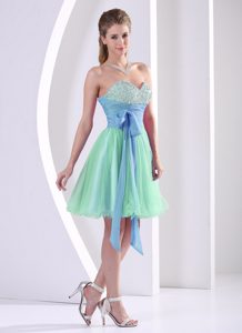 Beaded Sweetheart Multicolor Knee-length Prom Homecoming Dresses with Sash