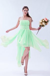 Apple Green Empire Strapless Asymmetrical Chiffon Beaded Prom Dress for Cheap