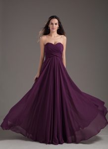 Popular Sweetheart Empire Dark Purple Ruched Chiffon Prom Dresses for Cheap