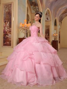 Sexy Pink Ball Gown Sweetheart Quinceanera Gowns Dresses with Beads