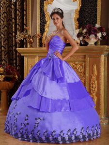 Exclusive Purple Sweetheart Quinceanera Dresses in Taffeta with Appliques