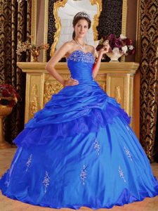 Best Blue Ball Gown Sweetheart Quinceanera Dress in Taffeta with Beading