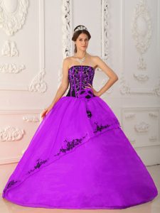 Necessary Fuchsia Strapless Dresses for Quinceanera in Satin and Organza