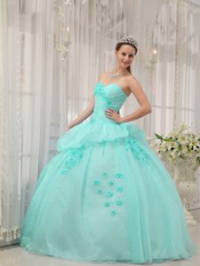 Must-have Apple Green Sweetheart Quinceanera Gowns Dress in Organza