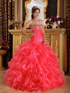 Latest Sweetheart Organza Beading Dress for Quinceaneras to Floor-length