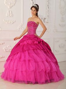 Upscale Coral Red Ball Gown Quinceanera Dresses with Beading