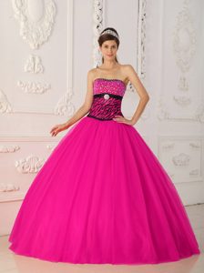 Coral Red Tony Quinceaneras Dresses in Zebra