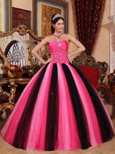Multi-colored Shimmery Sweetheart Beading Sweet Sixteen Dresses in Tulle