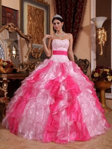 Dramatic Multi-colored Sweetheart Beading Quinceanera Dress in Organza