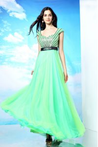Cute Multi-color Backless Prom Dresses Beading Sleeveless Floor Length