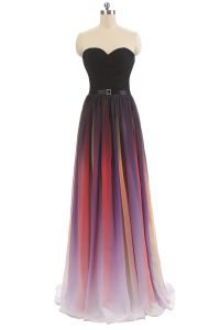 Stunning Multi-color Empire Sweetheart Sleeveless Chiffon Floor Length Lace Up Belt Prom Dresses