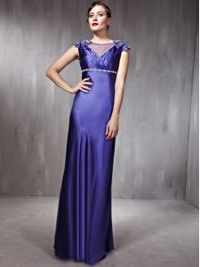 Inexpensive Floor Length Column/Sheath Sleeveless Purple Dress for Prom Side Zipper