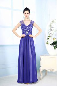 Super Blue Scoop Zipper Beading and Appliques Sleeveless