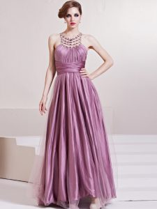 Best Selling Scoop Floor Length Column/Sheath Sleeveless Lilac Homecoming Dress Zipper