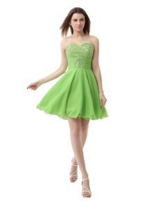 Comfortable Sleeveless Organza Knee Length Zipper Prom Gown in with Beading