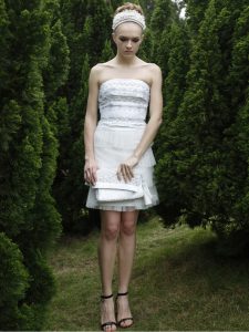 Traditional Ruffled Layers Prom Gown White Zipper Sleeveless Mini Length